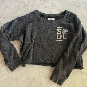 SoulCycle cropped grey sweater. Size large.